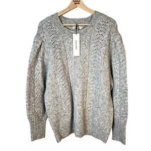 NWT Calvin Klein Knit Wool Blend Gray Sweater Size XL